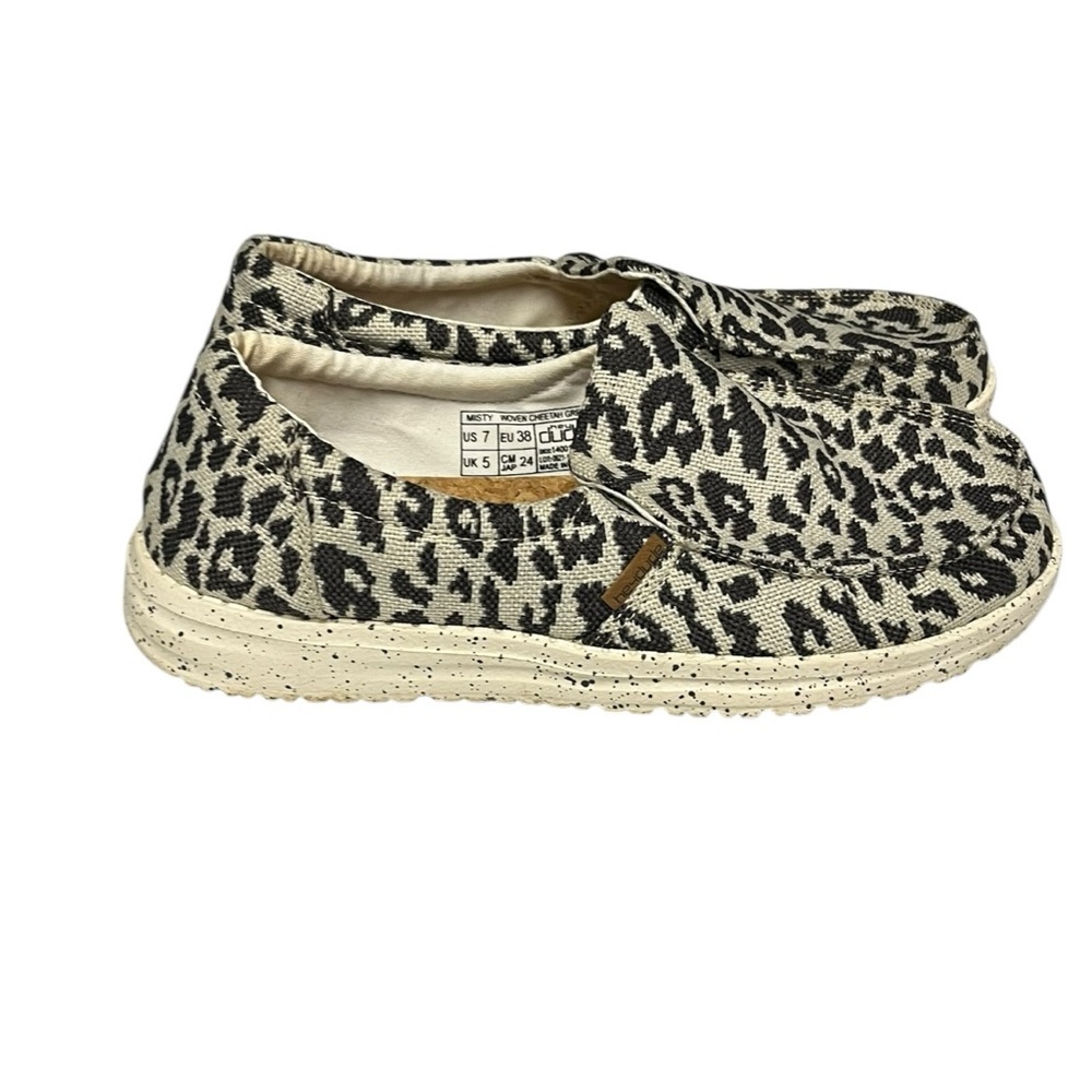 Hey Dude Misty Woven Cheetah Grey Women's Slide on Loafers Casual Shoes Size 7